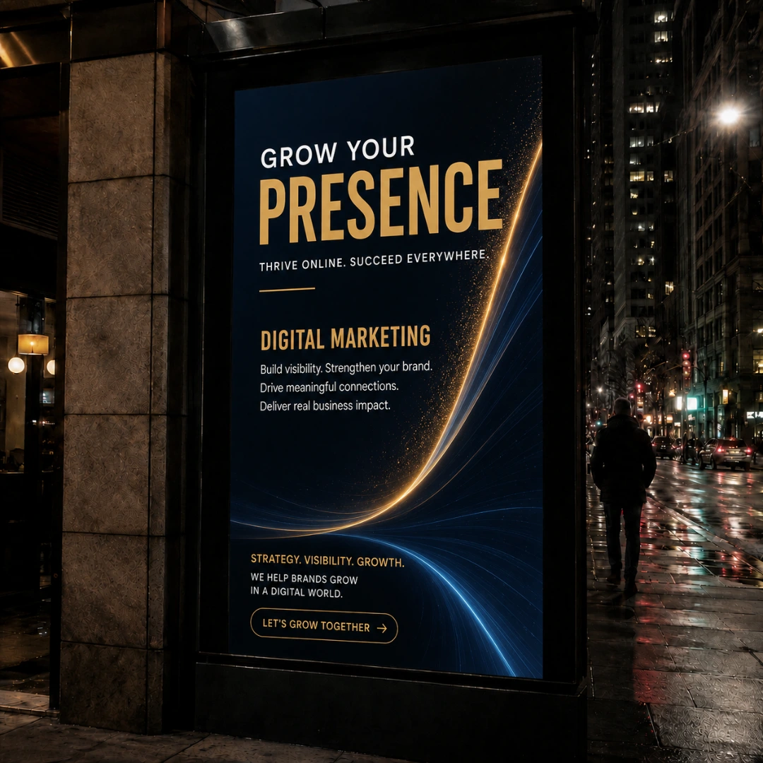 Outdoor advertising billboard in an urban setting